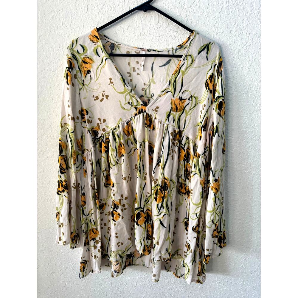 Free People Shirt Top Blouse Cottagecore Hippie Boho Floral Flowers Large $89